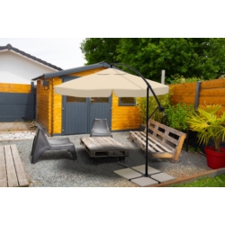 Parasol ogrodowy na wysięgniku składany 350cm Beżowy + Pokrowiec