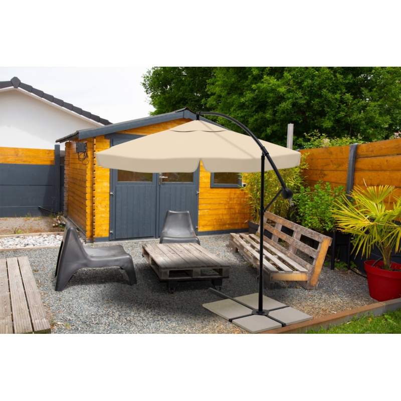 Parasol ogrodowy na wysięgniku składany 350cm Beżowy + Pokrowiec