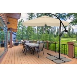 Parasol ogrodowy na wysięgniku składany 350cm Beżowy + Pokrowiec