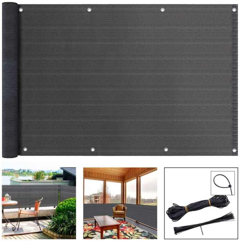 Osłona balkonowa na taras, balkon 4x1m 97% 150g/m2 Grafitowy