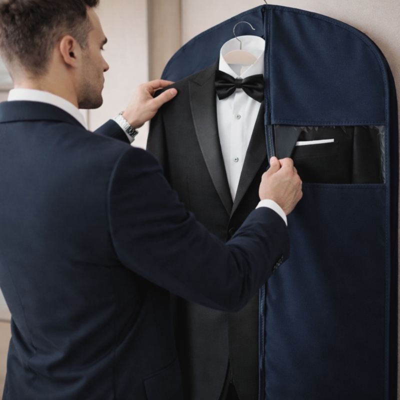 Pokrowiec ochronny na ubrania, garnitur Granatowy 60x100cm 5 sztuk