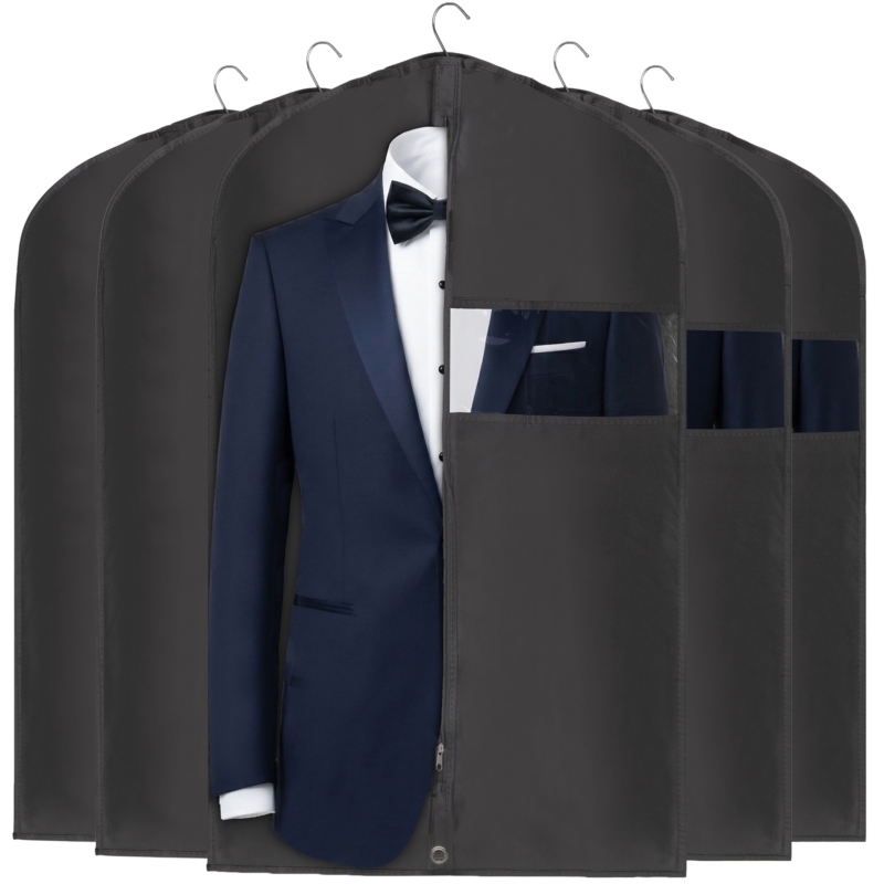 Pokrowiec ochronny na ubrania, garnitur Grafitowy 60x100cm 5 sztuk