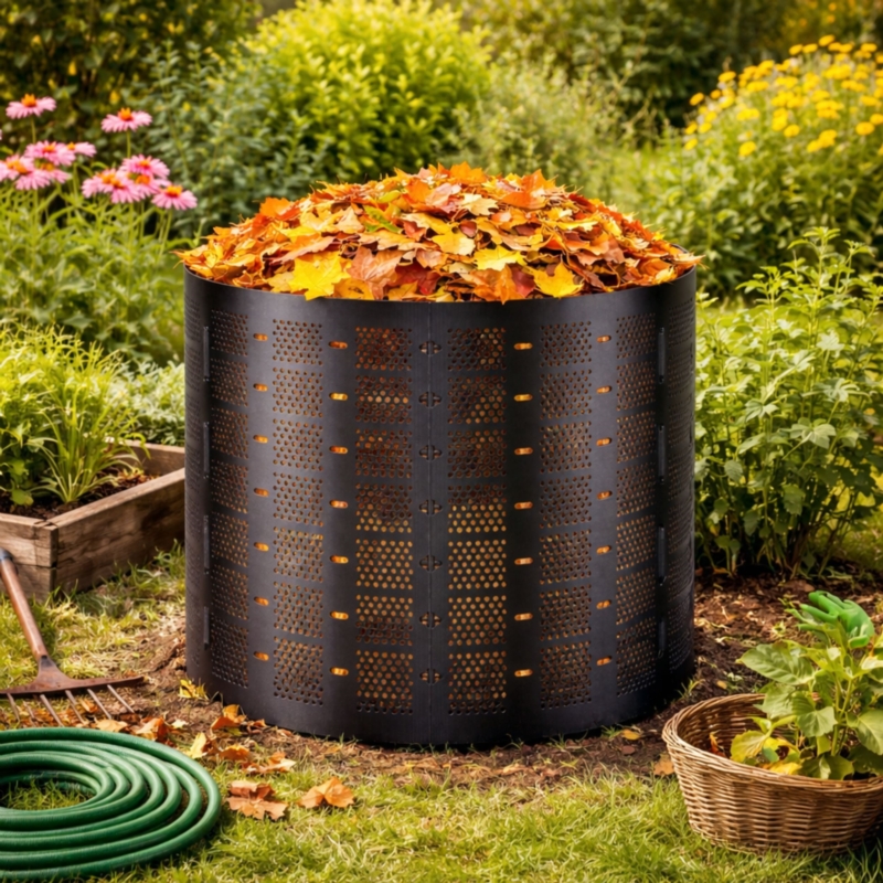 Kompostownik ogrodowy balia z wentylacją 800L Czarny