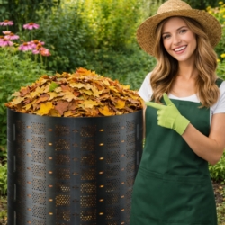 Kompostownik ogrodowy balia z wentylacją 800L Czarny