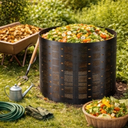 Kompostownik ogrodowy balia z wentylacją 1150L Czarny