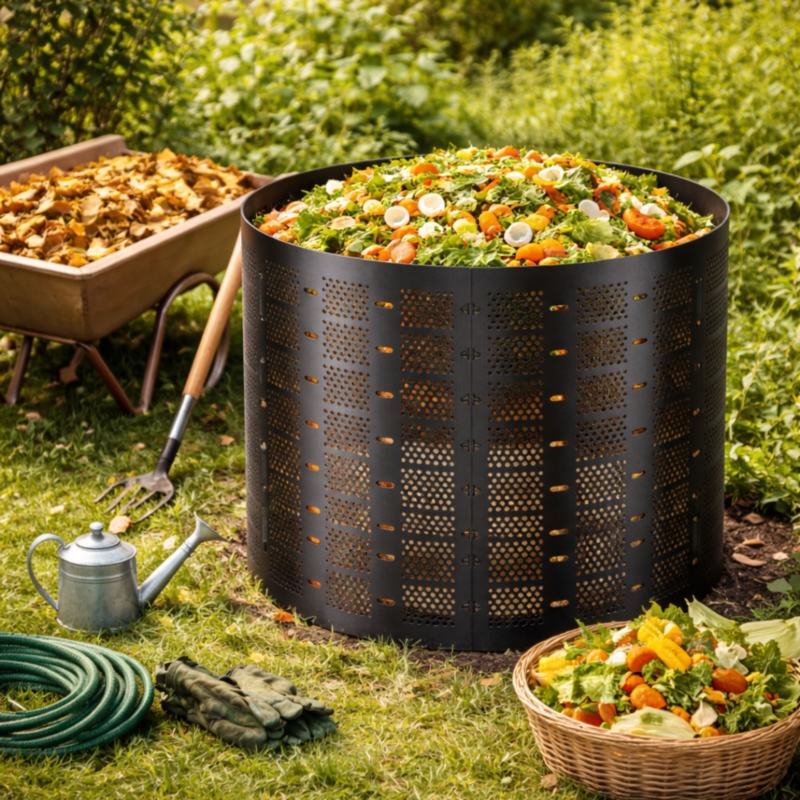 Kompostownik ogrodowy balia z wentylacją 1150L Czarny