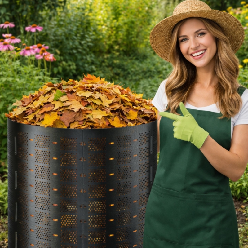 Kompostownik ogrodowy balia z wentylacją 1150L Czarny