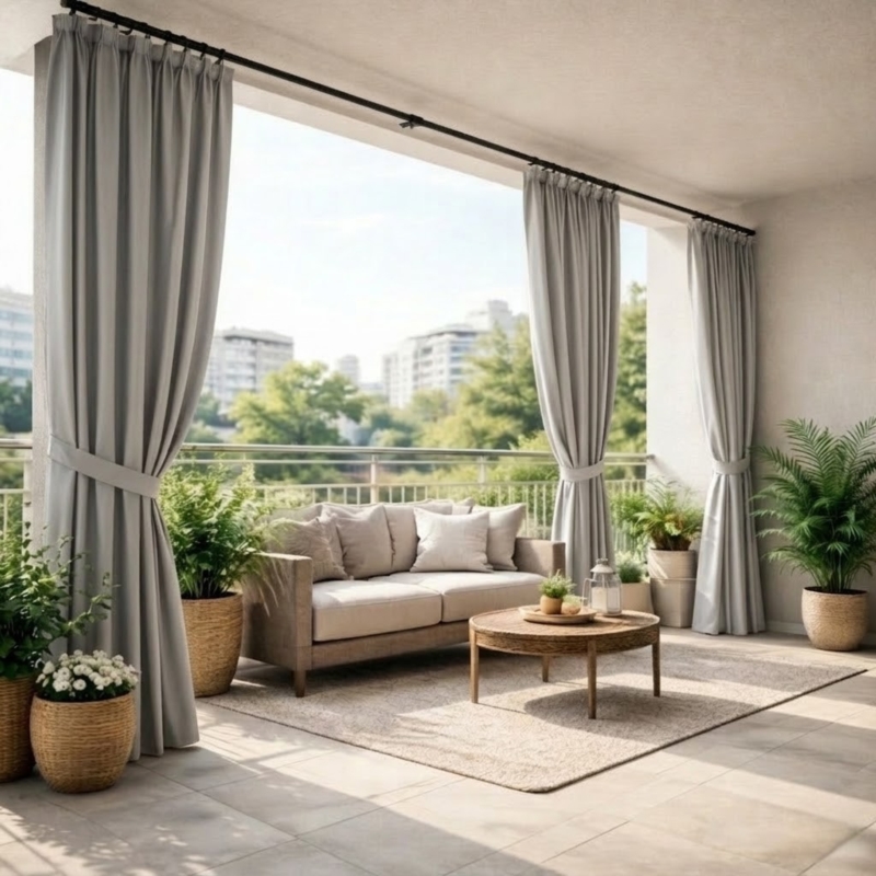 Zasłona przeciwsłoneczna na taras i balkon 155x200cm Jasny Szary