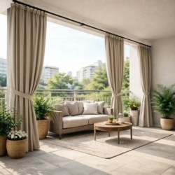 Zasłona przeciwsłoneczna na taras i balkon 155x200cm Ciemny Beż