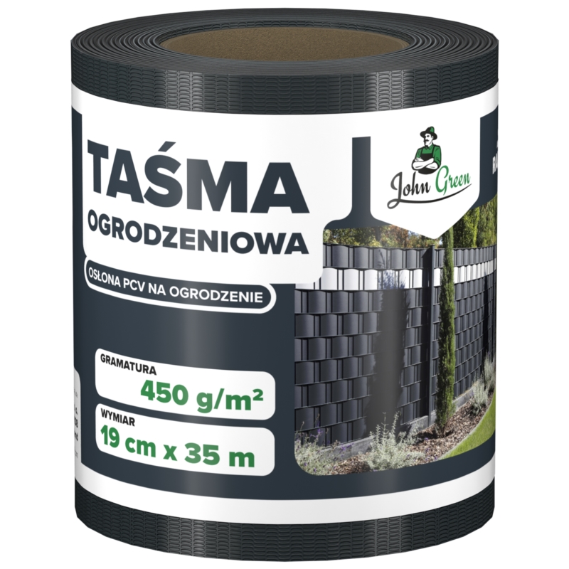 Taśma ogrodzeniowa do paneli ogrodzeniowych 19cm x 35m 450g/m2 Antracyt + 20 Klipsów