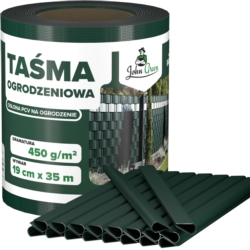 Taśma ogrodzeniowa do paneli ogrodzeniowych 19cm x 35m 450g/m2 Ciemny Zielony + 20 Klipsów