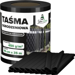Taśma ogrodzeniowa do paneli ogrodzeniowych 19cm x 35m 450g/m2 Czarny + 20 Klipsów