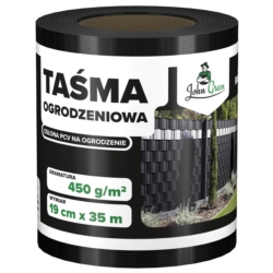 Taśma ogrodzeniowa do paneli ogrodzeniowych 19cm x 35m 450g/m2 Czarny + 20 Klipsów