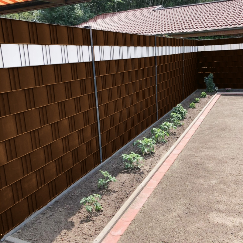 Taśma ogrodzeniowa do paneli ogrodzeniowych 19cm x 35m 450g/m2 Ciemny Brązowy + 20 Klipsów
