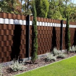 Taśma ogrodzeniowa do paneli ogrodzeniowych 19cm x 35m 450g/m2 Ciemny Brązowy + 20 Klipsów