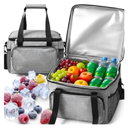 Torba termiczna z kieszeniami, uchwytem i paskiem 20L Szara