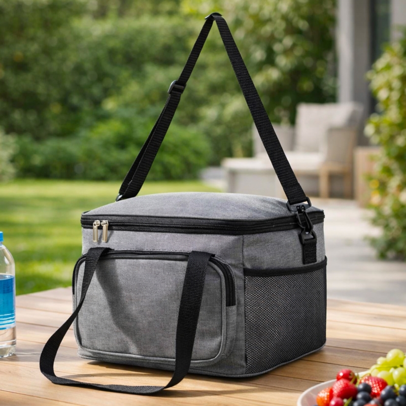 Torba termiczna z kieszeniami, uchwytem i paskiem 20L Szara