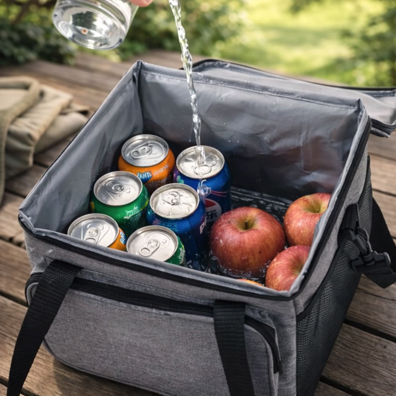 Torba termiczna z kieszeniami, uchwytem i paskiem 20L Szara