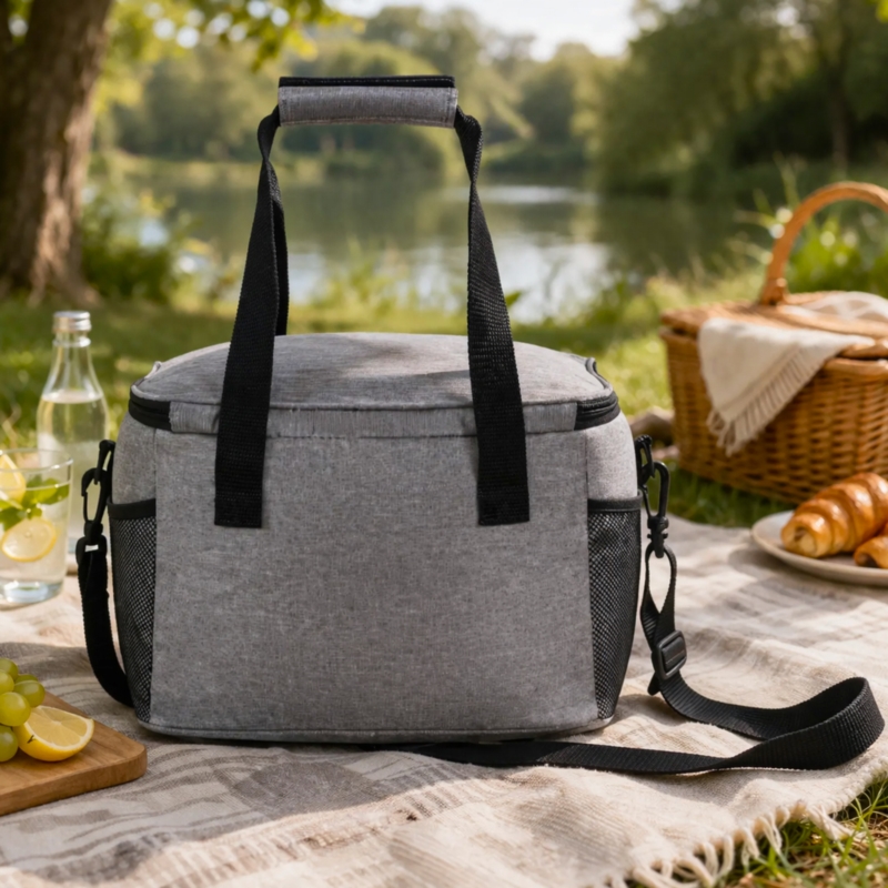 Torba termiczna z kieszeniami, uchwytem i paskiem 20L Szara