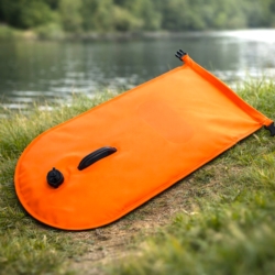 Bojka asekuracyjna do pływania, dmuchana z suchą kieszenią 2w1