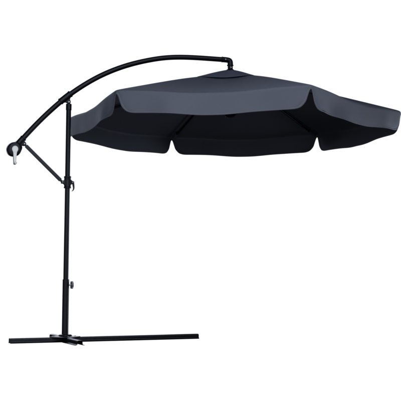Parasol ogrodowy na wysięgniku składany 350cm Grafitowy + Pokrowiec