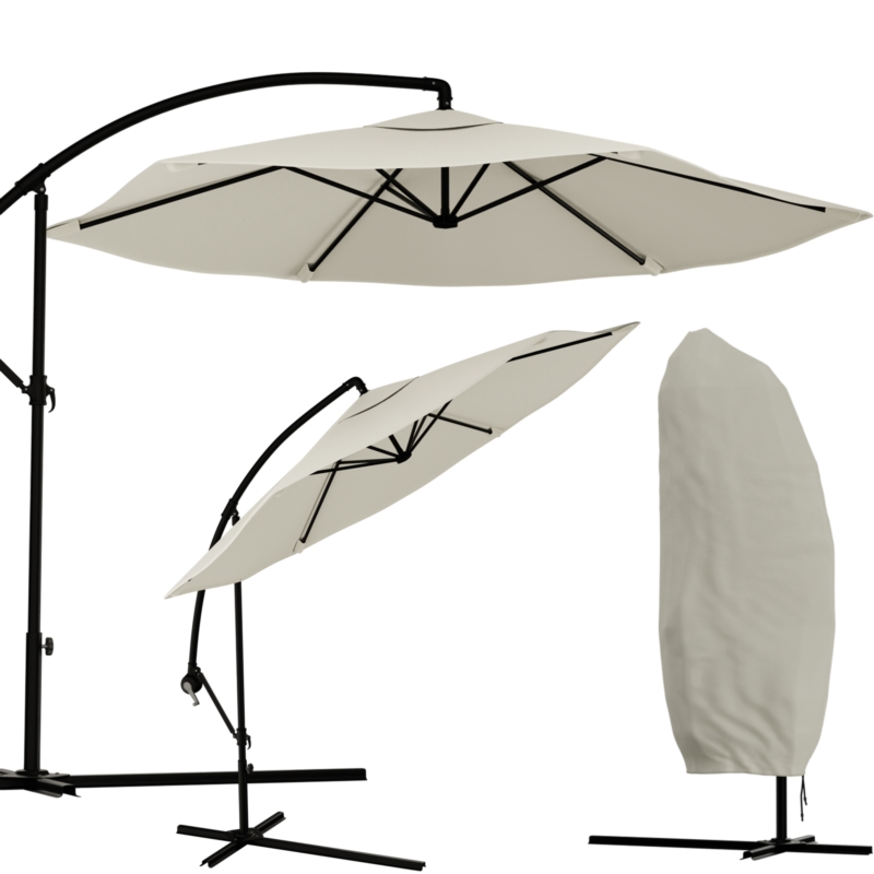 Parasol ogrodowy na wysięgniku składany 300cm Kremowy + Pokrowiec