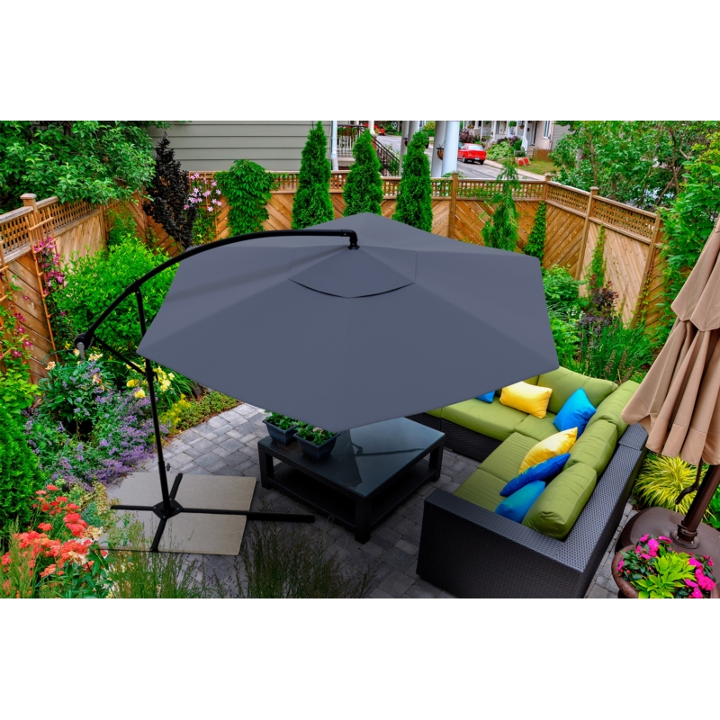 Parasol ogrodowy na wysięgniku składany 300cm Szary + Pokrowiec