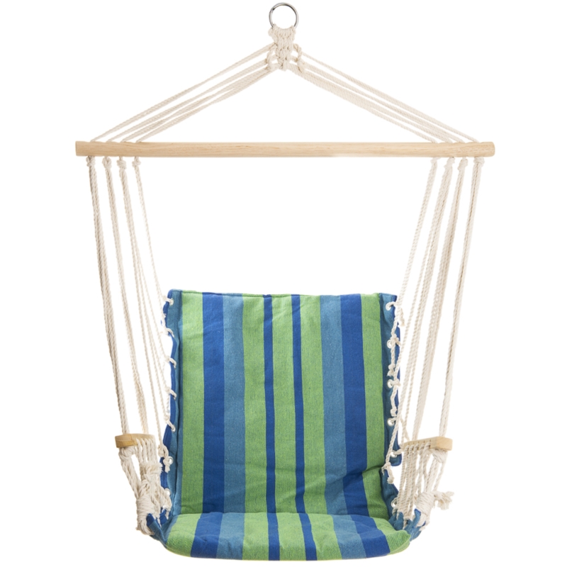 Hamak wiszący krzesło zawieszane z podłokietnikami Niebiesko-Zielony