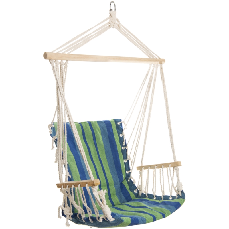 Hamak wiszący krzesło zawieszane z podłokietnikami Niebiesko-Zielony