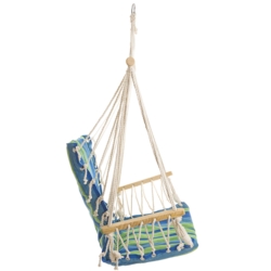 Hamak wiszący krzesło zawieszane z podłokietnikami Niebiesko-Zielony