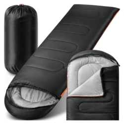 Śpiwór turystyczny mumia 210x75cm Czarny + Pokrowiec