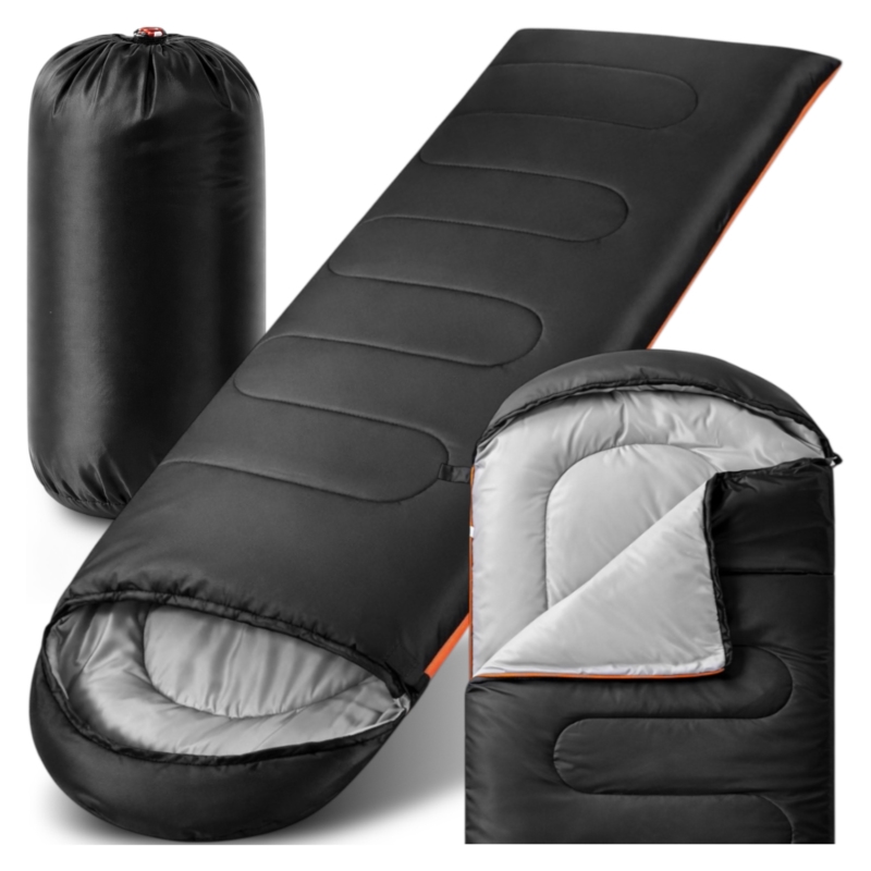 Śpiwór turystyczny mumia 210x75cm Czarny + Pokrowiec