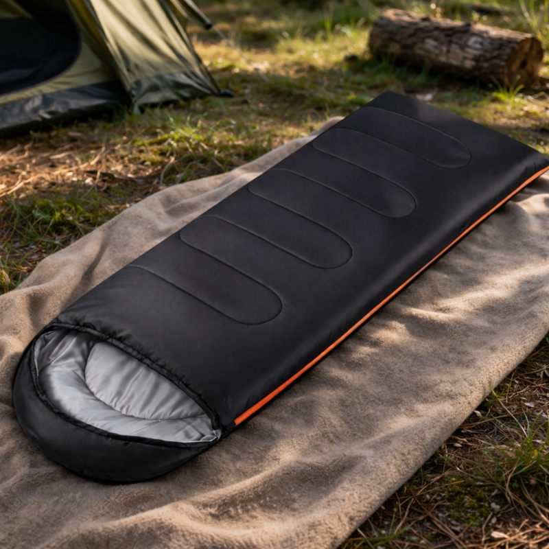 Śpiwór turystyczny mumia 210x75cm Czarny + Pokrowiec