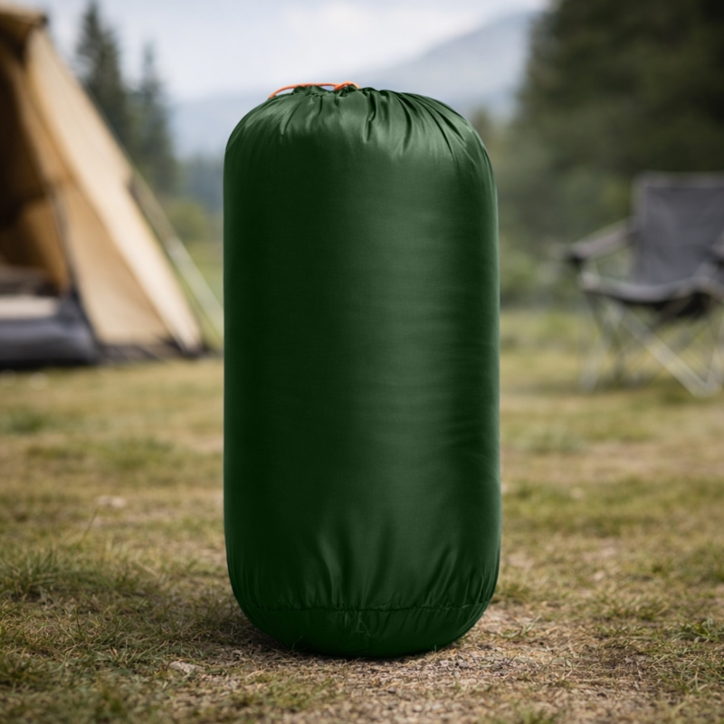 Śpiwór turystyczny mumia 210x75cm Ciemny Zielony + Pokrowiec