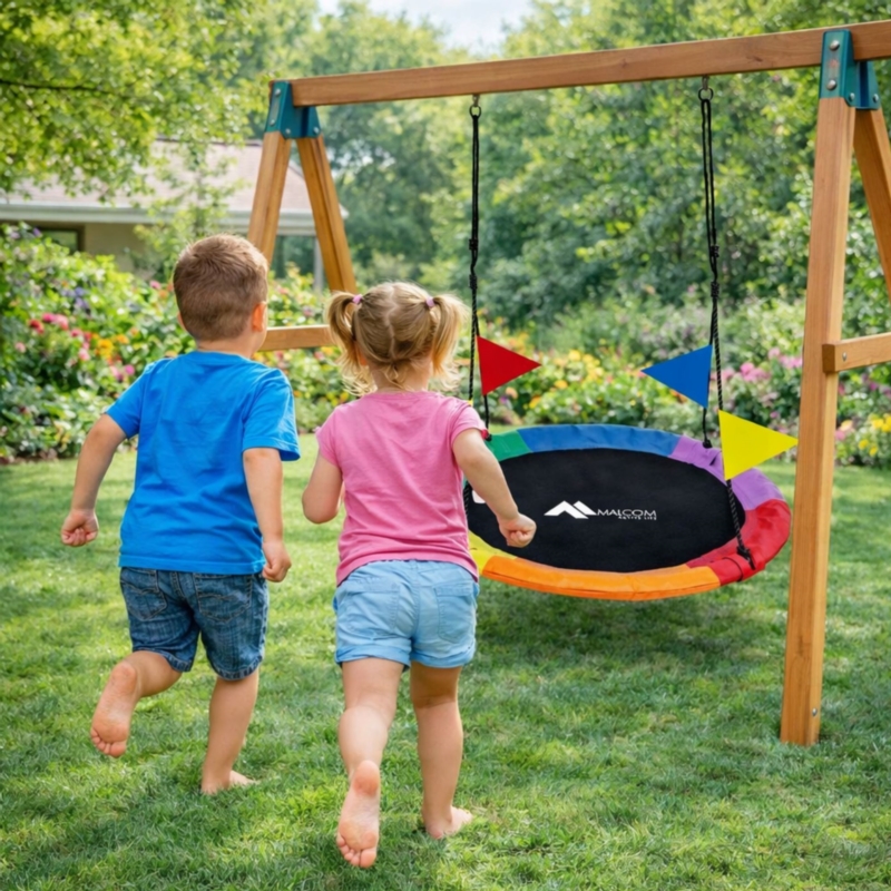 Huśtawka ogrodowa bocianie gniazdo Kolorowa 120cm