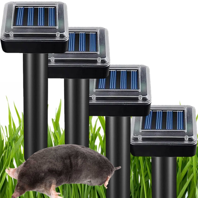 Odstraszacz na krety, gryzonie solarny kwadratowy zestaw 4 sztuk