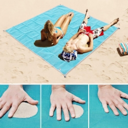 Mata plażowa koc Sand Free Niebieska 200x200cm