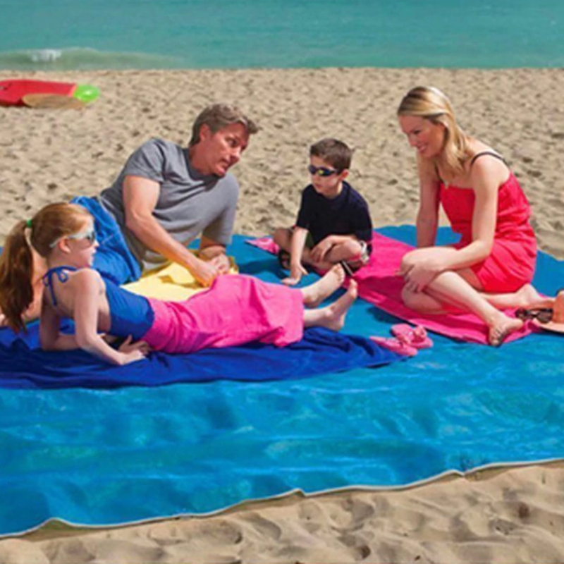 Mata plażowa koc Sand Free Niebieska 200x200cm
