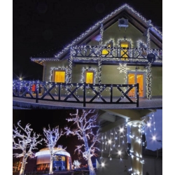 Sople lampki zewnętrzne 300LED 10m IP44 Biały Zimny