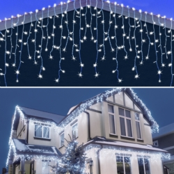 Sople lampki zewnętrzne 300LED 10m IP44 Biały Zimny