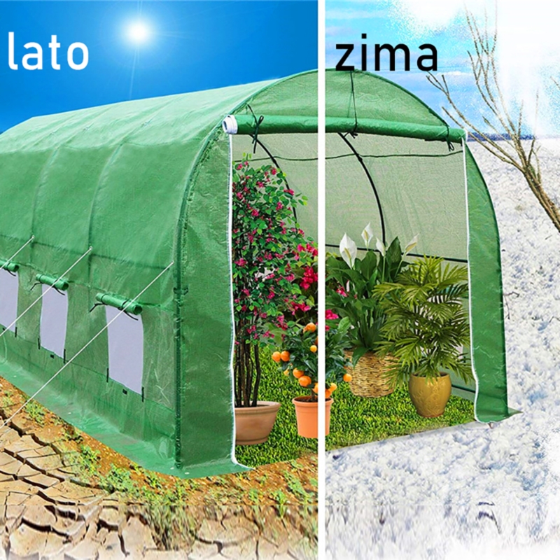 Tunel foliowy ogrodowy szklarnia z metalowym stelażem Zielony 2,5x4x2m