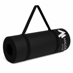 Mata antypoślizgowa do ćwiczeń, fitness lub jogi NBR Czarna 183x61x1,5cm