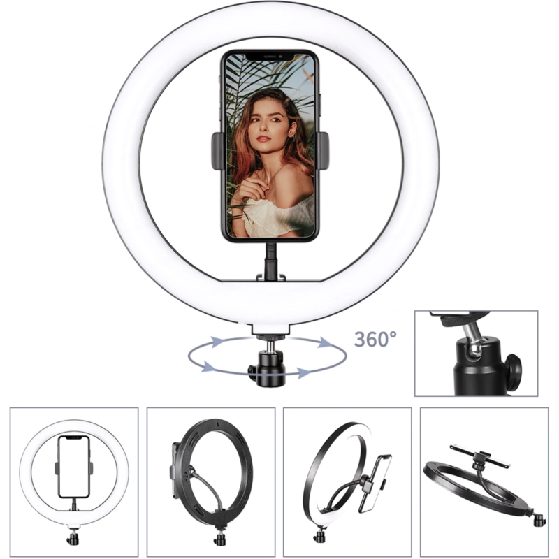 Lampa pierścieniowa do selfie na statywie LED