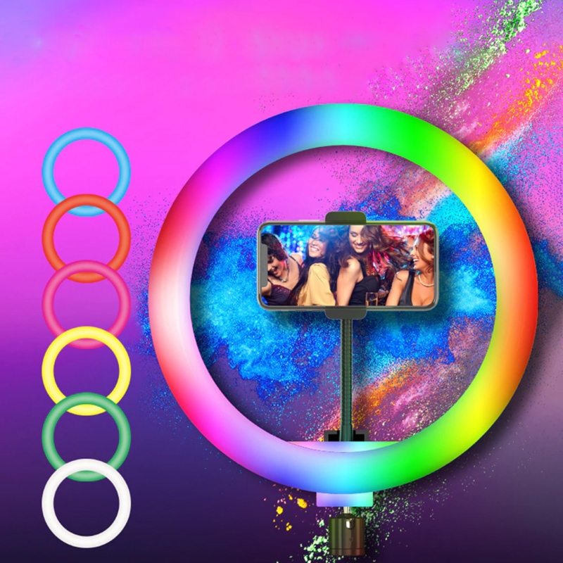 Lampa pierścieniowa do selfie LED RGB + Statyw + Pilot