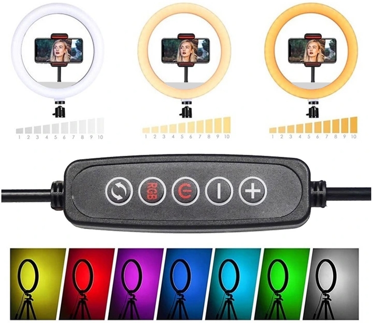 Lampa pierścieniowa do selfie LED RGB + Statyw + Pilot