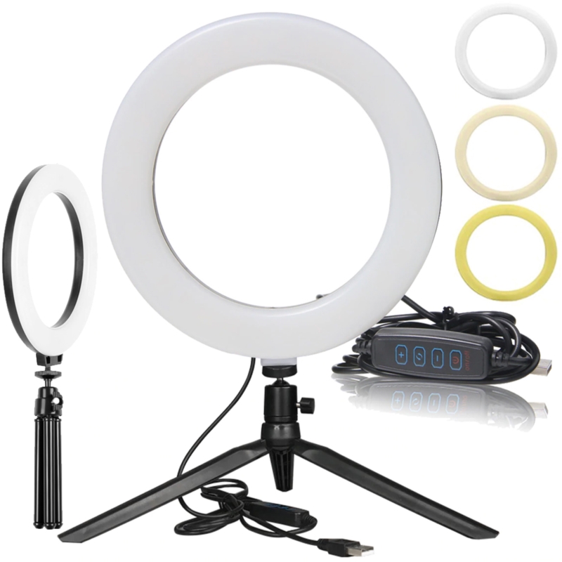 Lampa pierścieniowa do selfie LED do salonów kosmetycznych + Mały Statyw