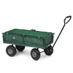 Wózek transportowy ogrodowy, przyczepka z opuszczanymi burtami oraz wkładem 100L 500kg