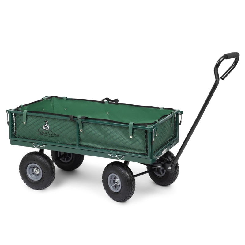 Wózek transportowy ogrodowy, przyczepka z opuszczanymi burtami oraz wkładem 100L 500kg