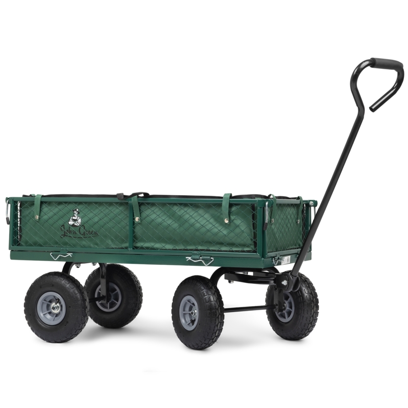 Wózek transportowy ogrodowy, przyczepka z opuszczanymi burtami oraz wkładem 100L 500kg