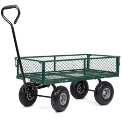 Wózek transportowy ogrodowy, przyczepka z opuszczanymi burtami oraz wkładem 100L 500kg